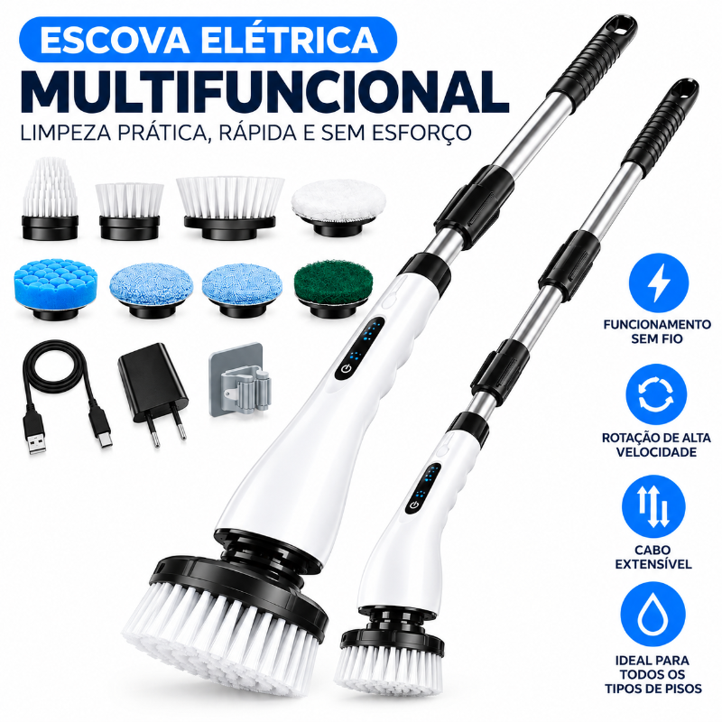 Escova elétrica com nove acessórios